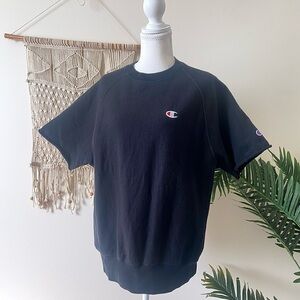 Vintage Unisex Champion Reverse Weave Short Sleeve Black Crew Neck